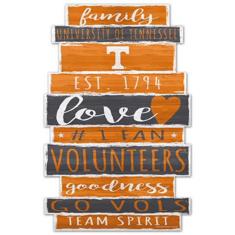 Tennessee Volunteers Sign 11x17 Wood Family Word-0