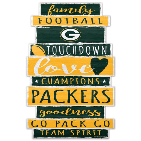 Green Bay Packers Sign 11x17 Wood Family Word Design-0