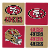 San Francisco 49ers Coaster Set 4 Piece with Wood Caddy-0