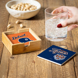 Detroit Tigers Coaster Set 4 Piece with Wood Caddy-3