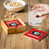 Georgia Bulldogs Coaster Set 4 Piece with Wood Caddy-3