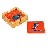 Florida Gators Coaster Set 4 Piece with Wood Caddy-2