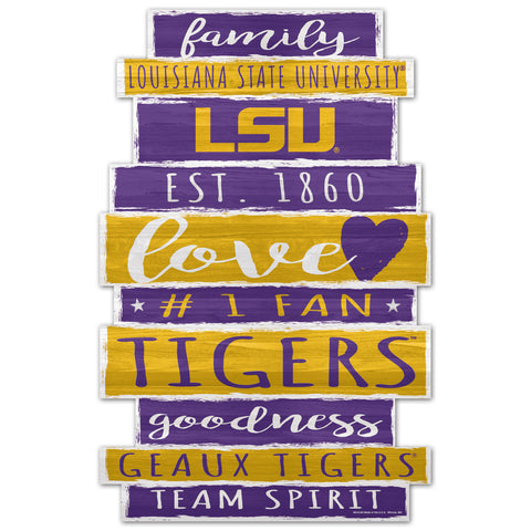 LSU Tigers Sign 11x17 Wood Family Word-0