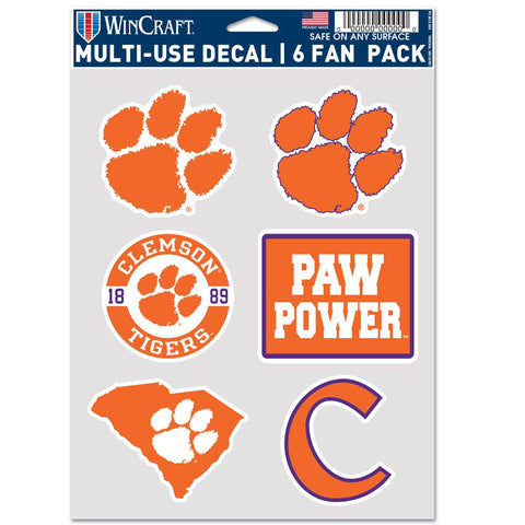 Clemson Tigers Decal Multi Use Fan 6 Pack-0