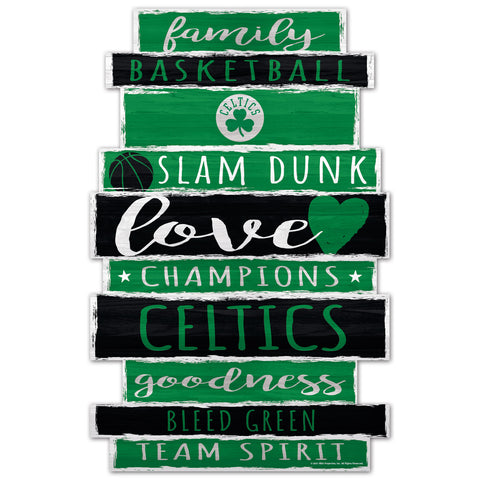 Boston Celtics Sign 11x17 Wood Family Word-0