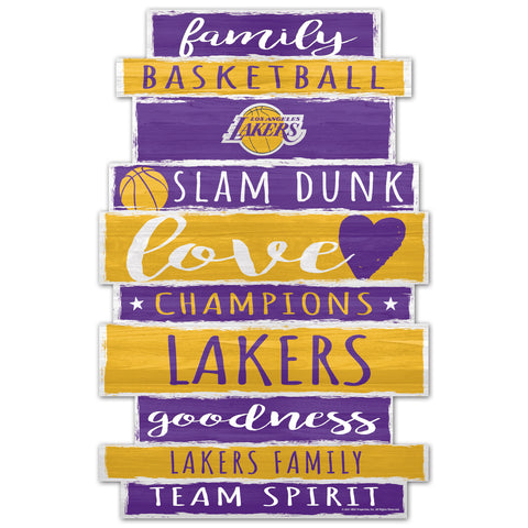 Los Angeles Lakers Sign 11x17 Wood Family Word-0