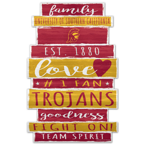 USC Trojans Sign 11x17 Wood Family Word-0