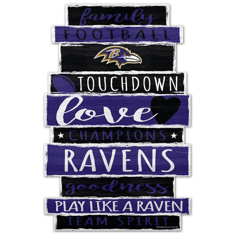 Baltimore Ravens Sign 11x17 Wood Family Word-0