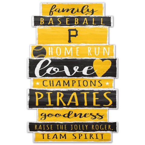 Pittsburgh Pirates Sign 11x17 Wood Family Word-0