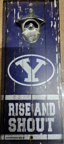 BYU Cougars Sign Wood 5x11 Bottle Opener Slogan Alternate-0