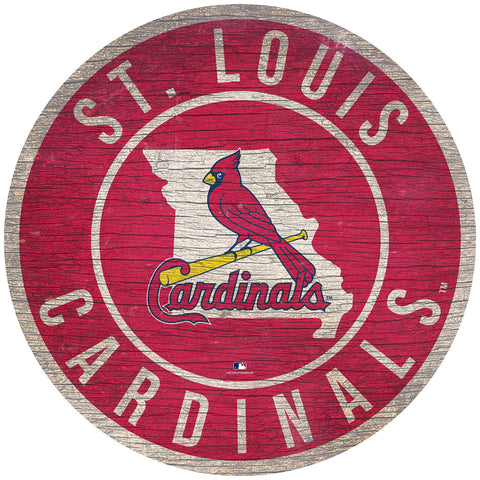 St. Louis Cardinals Sign Wood 12 Inch Round State Design-0