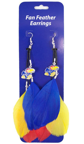Kansas Jayhawks Team Color Feather Earrings CO-0