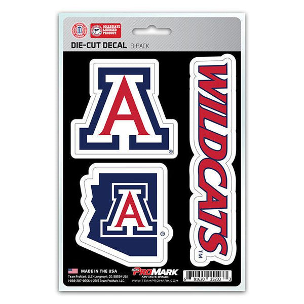 NCAA Arizona Wildcats Decals - 3 Pack Team Color Stickers For Fans
