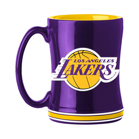 Los Angeles Lakers Coffee Mug 14oz Sculpted Relief Team Color-0