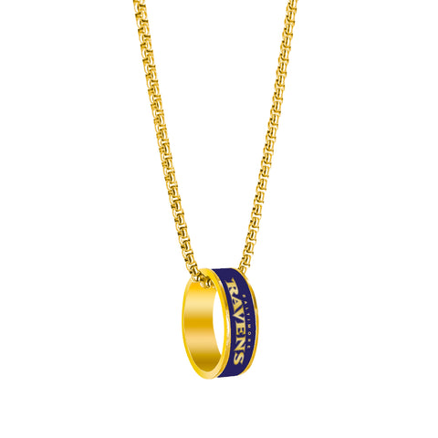 Baltimore Ravens Necklace Fashion Ring Pendant Gold-0