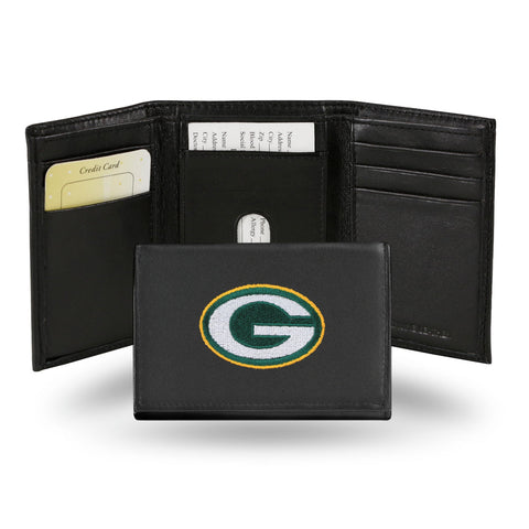 Green Bay Packers Wallet Trifold Leather Embroidered-0
