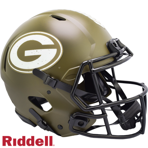 Green Bay Packers Helmet Riddell Authentic Full Size Speed Style Salute To Service-0