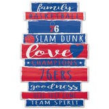 Philadelphia 76ers Sign 11x17 Wood Family Word-0