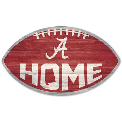 Alabama Crimson Tide Sign Wood Football Shape-0