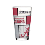 Alabama Crimson Tide Pint Glass 16oz Quilted Stained Boxed-0
