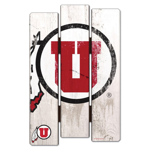 Utah Utes Sign 11x17 Wood Fence Style White-0