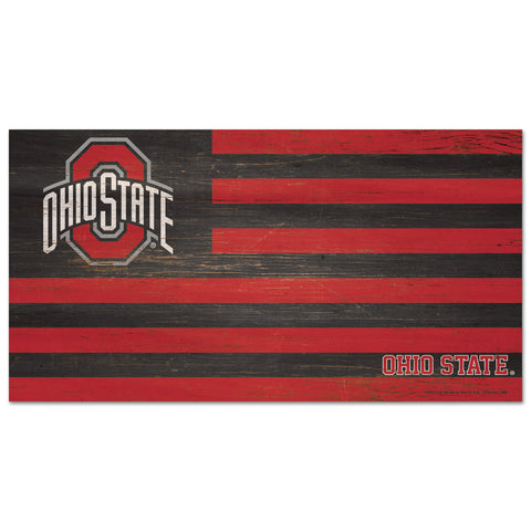 Ohio State Buckeyes Sign Wood 9x17 Flag-0