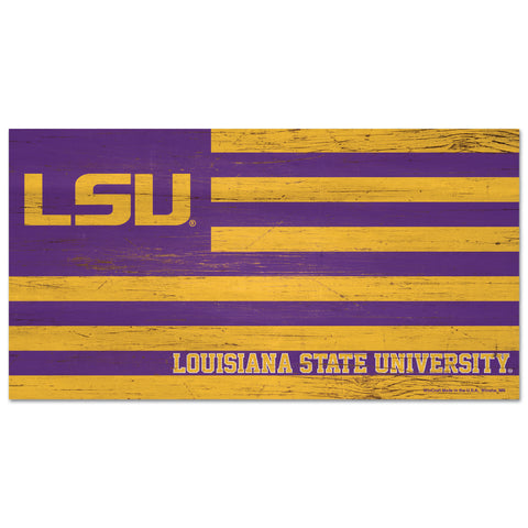 LSU Tigers Sign Wood 9x17 Flag-0