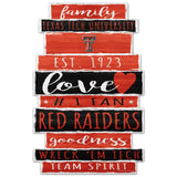 Texas Tech Red Raiders Sign 11x17 Wood Family Word-0
