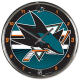 San Jose Sharks Round Chrome Wall Clock Periodic Restock-0