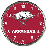 Arkansas Razorbacks Clock Round Wall Style Chrome Periodic Restock-0