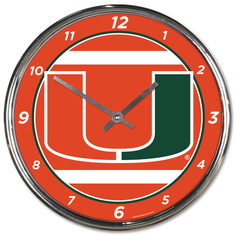 Miami Hurricanes Clock Round Wall Style Chrome Periodic Restock-0