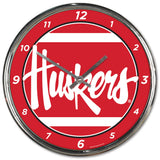 Nebraska Cornhuskers Round Chrome Wall Clock Periodic Restock-0
