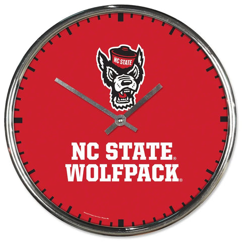 North Carolina State Wolfpack Clock Round Wall Style Chrome Periodic Restock-0
