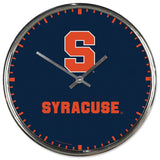 Syracuse Orange Clock Round Wall Style Chrome-0