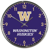 Washington Huskies Clock Round Wall Style Chrome Periodic Restock-0