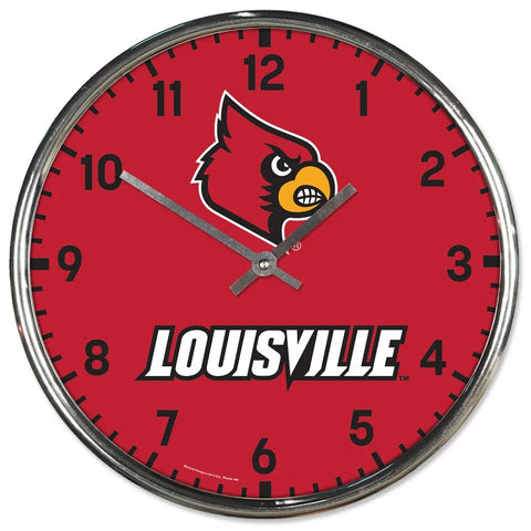 Louisville Cardinals Clock Round Wall Style Chrome Periodic Restock-0