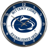 Penn State Nittany Lions Clock Round Wall Style Chrome Periodic Restock-0