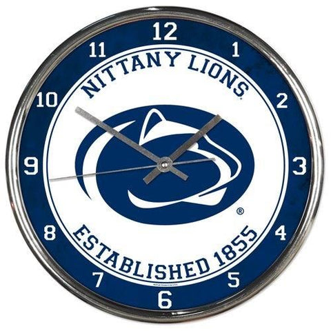 Penn State Nittany Lions Clock Round Wall Style Chrome Periodic Restock-0
