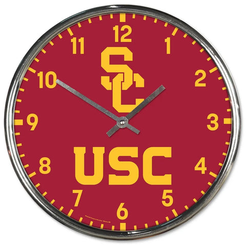 USC Trojans Clock Round Wall Style Chrome Periodic Restock-0