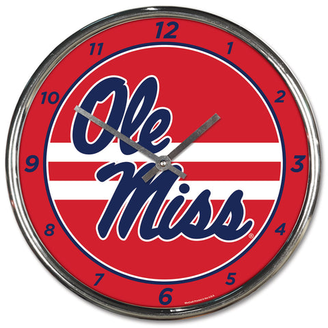 Mississippi Rebels Clock Round Wall Style Chrome-0