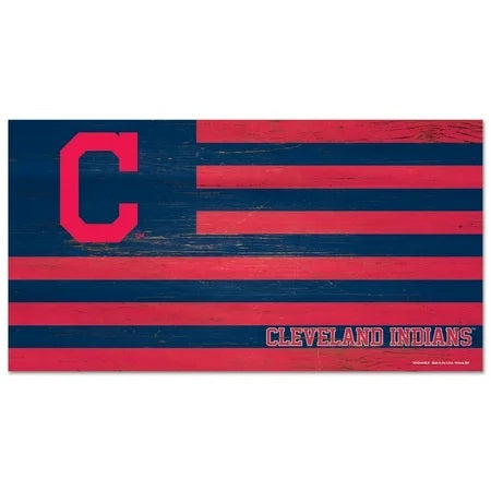 Cleveland Indians Sign Wood 9x17 Flag-0