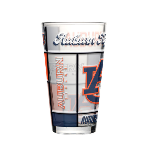 Auburn Tigers Pint Glass 16oz Quilted Stained Boxed-0