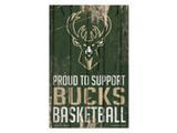 Milwaukee Bucks Sign 11x17 Wood Proud to Support-0