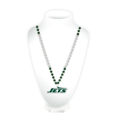 New York Jets Beads with Medallion Mardi Gras Style-0