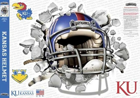 Kansas Jayhawks Decal Wallcrasher Smash Helmet 11 Inch-0