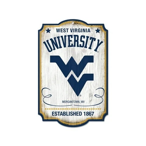 West Virginia Mountaineers Sign 11x17 Wood Retro-0
