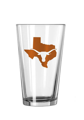 Texas Longhorns Glass Pint 16oz Map Design CO-0