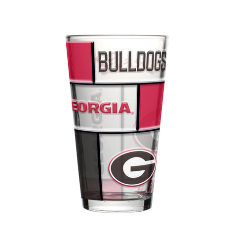 Georgia Bulldogs Pint Glass 16oz Quilted Stained Boxed-0