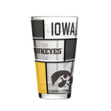 Iowa Hawkeyes Pint Glass 16oz Quilted Stained Boxed-0
