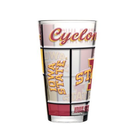 Iowa State Cyclones Pint Glass 16oz Quilted Stained Boxed-0